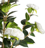Artificial Camellia Tree 2 Pack - Realistic Camellia Plants in Pot with White Flowers, Lifelike Faux Greenery for Living Room, Patio, or Wedding, White