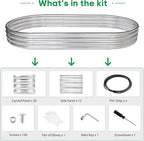 JERIA 2 Pcs 8×4×1ft Oval Raised Garden Bed,Galvanized Raised Garden Bed Kit Outdoor Metal Gardening Planter Box for Vegetable, Fruits, Flower，Herbs