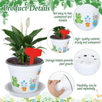 Garden Flower Pot Craft Kit, 48 Paintable Durable Resin Garden Pot with Tray Drainage Holes Adhesive Stickers and Plant Labels, Flower Plant Craft for Classroom Home DIY Flower Planting