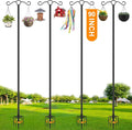 SINLEY Double Shepherds Hook for Outdoor with 5 Prong Base Heavy Duty Two Sided Bird Feeder Pole for Hanging Lantern,Hummingbird Feeder,Lightweight Plant,Shepherds Hook (4 Pack 90 inch)