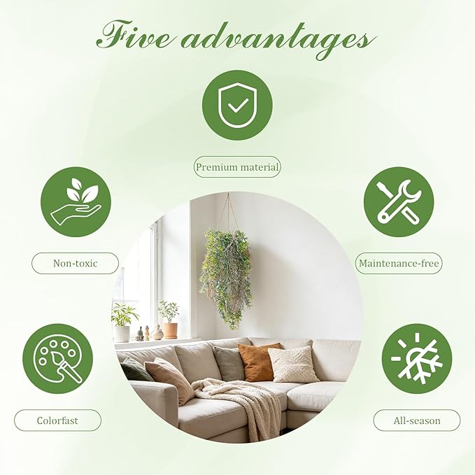 dallisten 4Pcs Fake Hanging Fern Plants for Outdoors, UV Resistant Artificial Ferns Greenery Vines Faux Trailing Plants for Indoor Wall Porch Wedding Boho Home Garden Decor(4PCS WhiteGreen Ferns)
