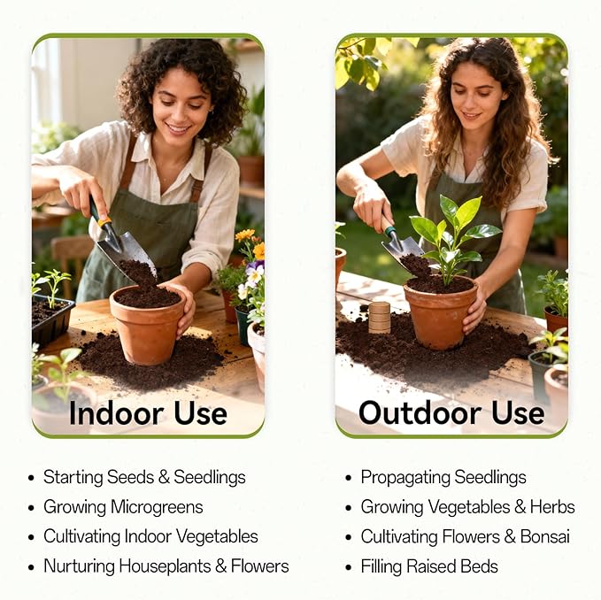 ZeeDix 200 Pack 30mm Organic Coco Coir Seed Starter Pellets, Compressed Coconut Fiber Seed Starter Soil Discs Potting Soil Mix for Indoor Outdoor Plants, Herbs Houseplants Bonsai Vegetables Flowers