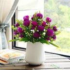 Artificial Dandelion Plants Decor, Fake Plastic Flowers Shrubs Bushes Grass for Indoor Outdoor Home Garden Wedding Party Table Centerpieces Arrangements Decoration Planting Filler Fuchsia 4 Pack