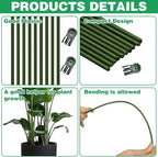 50Pcs Plant Stake Clip Set Green, Plant Sticks Supplies Support Tall, Useful Support Clips, Fine Workmanship Allow Bending Suitable for Various Plant Pots Indoors and Outdoors