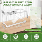GOZILLA Aquatic Turtle Tank Kit+Lamp+Filter, Upgrade PC Turtle Tank Starter Kit with Adjustable Lamp & Filter,Reptile Habitat with Lid,Hanging Platform for Small Reptiles.(15.75×7.9×9''/White Kit)