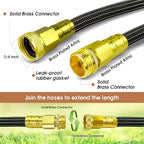 10FT Lightweight Garden Hose,Flexible Water Hose with Solid Brass Head,Kink-Free,Collapsible Hose,High Pressure Flat Water Hose for RV,Boat,Car Wash,Garden,Yard,Camper,Outdoor (Green-Black, 10 Feet)