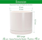 D'vine Dev 16 Inch Ceramic Planter Pot with Drainage Hole and Saucer, Indoor Cylinder Round Planter Pot, Oatmeal, 94-O-H-8