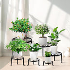 6-Pack Metal Plant Stand,Heavy Duty Flower Pot Stands for Multiple Plant,Outdoor Anti-Rust Plant Pot Shelf, Round Plant Holder for Outdoor/Indoor Planter, Living Room, Balcony Decor (6PACK BLACK)