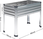 Vengarus Galvanized Raised Garden Bed Outdoor with Legs,48×18×30in Metal Elevated Raised Planter Box for Backyard, Patio, Balcony, 300lb Capacity,Silver(2PCS)