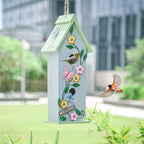 Yinns Hanging Birdhouse for Outdoor, Garden Decorative Wooden Bird House, Colorful Flower Two-Tiered for Hummingbird Small Bird