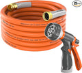 SPECILITE Garden Water Hose 25 ft x 5/8 in Heavy Duty, Flexible and Lightweight, Burst 600 psi, Kink-less Hybrid Rubber Pipe for Backyard, 3/4'' Brass Fittings, Orange