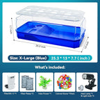 Aquatic Turtle Tank Habitat Kit Stone+Filter+Heat Lamp Enhancing Interaction with 360° Viewing, Standalone Filtration, DIY Creative Zone, Enriched Living (Blue, X-Large[with Light])