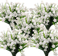 Grunyia 10 Bundles Artificial Flowers Outdoor UV Resistant Fake Plants Indoor Outside Hanging Planter Home Garden Decor