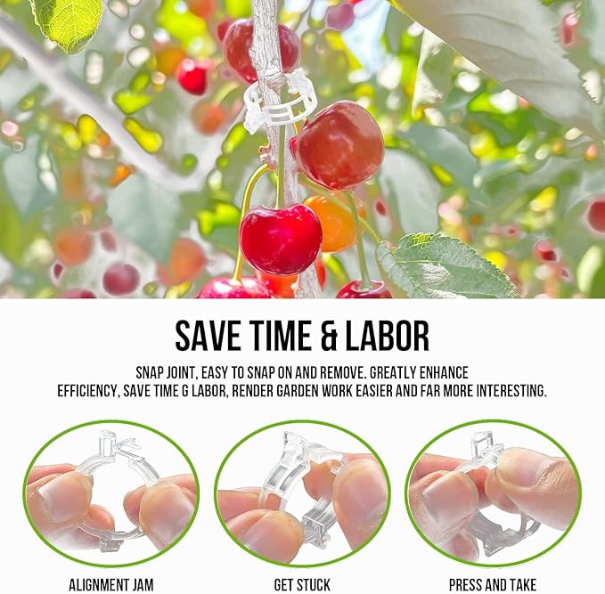 Plant Support Clips Plastic Tomato Clips Plant Clips for Climbing Plants Clear Grape Tomato Vine Trellis Clips for Garden Vegetables Plants Flower Grow Fixing (100, White)