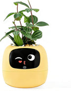 Intelligent Flower Pot, Electronic Bud, Maintenance Plant Assistant, Fun Interactive Flower Pot, Indoor Green Planting Monitoring, LCD Screen Display, Cell Phone APP Connection (Yellow)