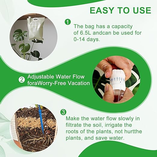 6.5L Plant Self Watering Bag,Automatic Plant Waterer-Dual Water Tube Design, Smart Timer Indoor Plant Watering System, Self-Watering System for Indoor Plants, Auto Watering for Plants