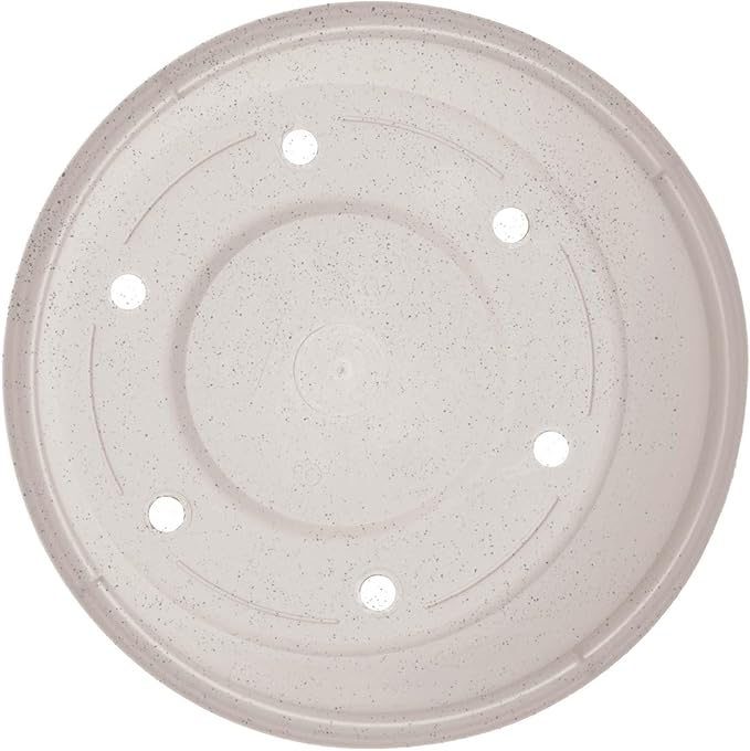 Bloem Terra 12" Diameter Round Vanilla Bean Resin Planter Pot with Drainage Holes for Indoor and Outdoor Gardening
