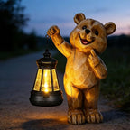 Solar Garden Statues Bear Figurine Outdoor Lights, Resin Yard Decorations Outdoor, Garden Decor Unique Birthday Housewarming Gifts for Mom (Bear 1)