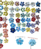 10 PCS 3D Flower Ceramic Tiles,1.6" Handmade Procelain Ceramic Flowers for Artwork,Fish Tank,Vases,Living Room, Dining Table,Office, Home Floral Decor (Single-Flowered Blue)