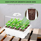 YAUNGEL Seed Starting Trays, 10 Pack 120 Cells Thicken Seed Starter Tray Kit with Humidity Dome/Heightened Lids Durable Growing Trays for Greenhouse & Gardens, White