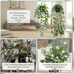 3 Pack Fake Plants Indoor Outdoor with 6 Butterflies – Small Artificial Potted Hanging Plants for Shelf, Balcony, Patio & Wall Decor | Faux Plants for Living Room, Bedroom, Office, Porch