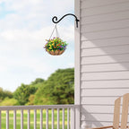Hourleey 2 Pack Plant Hanger Outdoor, 8 Inch Heavy-Duty Hanging Plant Hook for Outside Basket, Black Metal Wall Mount Plant Bracket Hook for Flower Baskets Bird Feeder