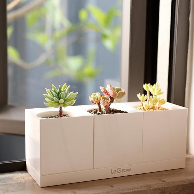 LeGrow Smart Garden Indoor Planter Starter Kit - 3 Patented Design Plant Pots,1 Water Holding Base Tray - (Plants Not Included)