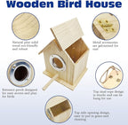 Tfwadmx Wooden Bird House Hanging Birdhouse for Outside Wooden Nests Box Garden Patio DIY Decorative for Wren Swallow Sparrow Hummingbird Finch Throstle (M)