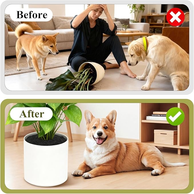 Supkiir 10 Pcs Plant Pot Grid Soil Protector Covers, 12 Inch Plant Pot Cover with 30 Metal Stakes, Black Thickened Cut-able Flower Soil Cover to Protect Soil from Animals for Indoor Outdoor Plants