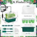 Seed Starter Tray with Grow Light, 48 Cells Indoor Seed Starter Kit, Flexible Silicone Seedling Starter Trays, Germination Tray Kit with Humidity Dome & Lids(4in Height), Reusable & Dishwasher Safe