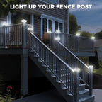 Peasur 4x4 Solar Post Cap Lights Outdoor with 3 Modes, 8 Packs White Fence Light Solar Powered Waterproof, Wood/Vinyl Post Caps for Deck Yard Garden Patio Porch Outside