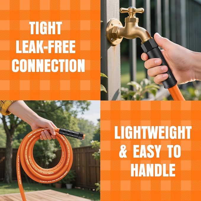Garden Hose 25 ft x 5/8", NON-EXPANDING Flexible Water Hose, Kink Resistant Lightweight Hybrid Hose, Leakproof Yard Hose with Male to Female Fittings