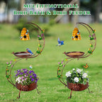 DREAMSOUL Bird Bath with Flower Planter, Vintage Copper Birdbath with Bird House, Metal Bird Bath for Outside Garden Yard