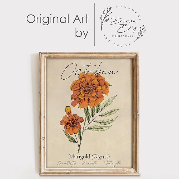 October Birth Flower Art Print - 11x14 (Unframed) | Capturing the Splendor of the October Birth Flower | Decor Accent for Birthdays and Special Occasions | Living Room Decor | Modern Home Decor