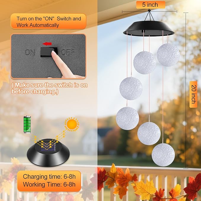 Birthday Gifts for Women Grandma Wife Sister, Winzwon Solar Lights Outdoor Wind Chimes for Outside Garden Yard Patio Porch Decor Hanging Ball Decorations, Christmas Mothers Day Mom Gift for Her