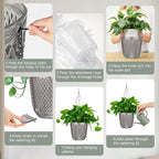 QCQHDU Self Watering Hanging Pots, 2 Pack 7.2 Inch Hanging Planters for Plants Indoor, Flower Pots with Drainage Holes and 3 Hooks Chains for Garden Home (Gray)