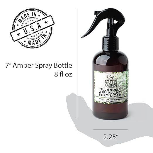 Cute Farms Tillandsia Air Plant Fertilizer | Gentle Weekly Use Formula Plant Food | Formulated Nutrients for Air Plants (8 oz. Spray Bottle + ONE Fine Mist Water Sprayer)