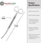 Mandala Crafts 12 Inches Silver Stainless Steel Curved Aquarium Scissors for Trimming Aquatic Plants – Bent Aquascape Scissors for Fish Tanks, Hospital Tanks, Goldfish Bowls, and Terrariums