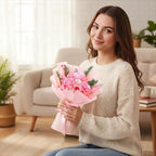 Preserved Flowers Bouquet, Flowers for Delivery,Handmade Pink Rose Bouquets Lasting 3-5 Years, Luxury Gift Box,Birthday Flowers Gifts for Women Mom Grandma Wife Friends