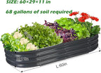 Rakukiri Raised Garden Bed GRS Certified Galvanized Planter Box Outdoor, 5ft Oval Rot-Resistant Metal Garden Bed Planter, Recycled Material Planter for Vegetables Flowers Herbs (Grey)