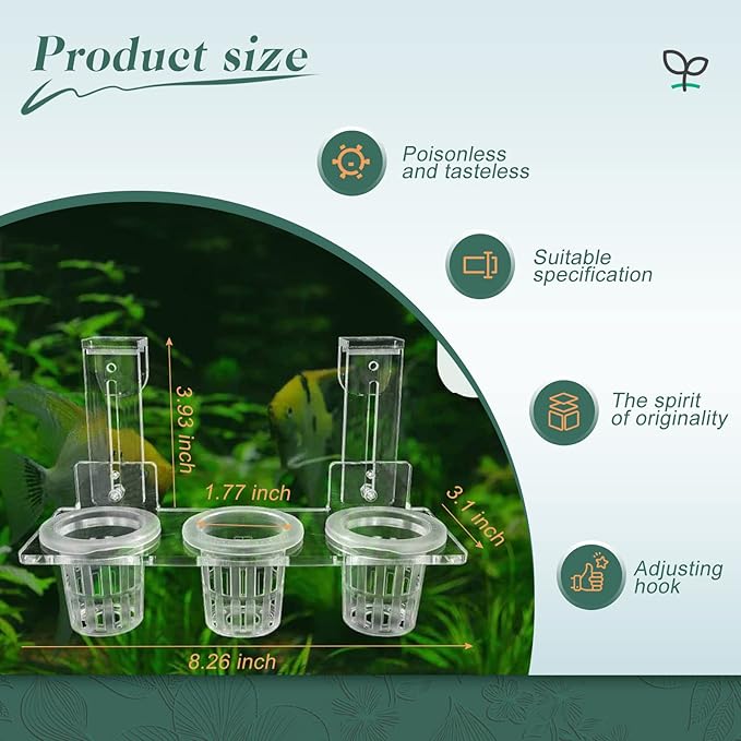 Upgrade Acrylic Aquarium Plant Holder Hanging Aquatic Plant Holder,Adjustable Hook Fish Tank Pot for Hanging Cultivation and Aquarium Decor