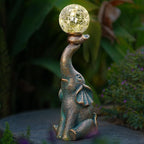 Solar Outdoor Elephant Statue Gifts Garden Decoration Lights with 8 LED Crackle Ball, Lucky Elephant Sculpture for Yard Patio, Birthday Gifts for Mom Outdoor & Home Housewarming Decor