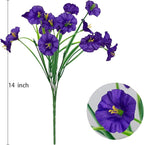 15 Bundles Artificial Flowers UV Resistant Outdoor Plants No Fade Faux Plastic Shrubs Fake Silk Flowers Window Box Garden Porch Home Decoration (Morning Glory Purple)