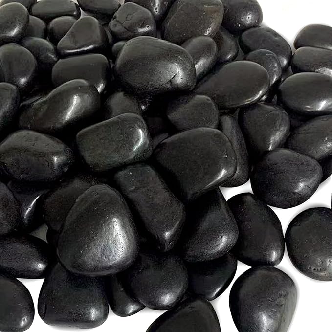 FANTIAN 40 Pounds Black Natural River Pebbles – 2-3 Inch Decorative Black Ornamental River Pebbles for Garden Landscaping, Home Décor, Outdoor Paving, Fountain Decoration