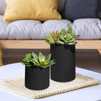 Winlyn Set of 3 Artificial Plants Decor Greenery Fake Succulents Indoor Potted Fake Plant with Black Planter for Farmhouse Room Bathroom Bedroom Kitchen Office Table Desk Decor
