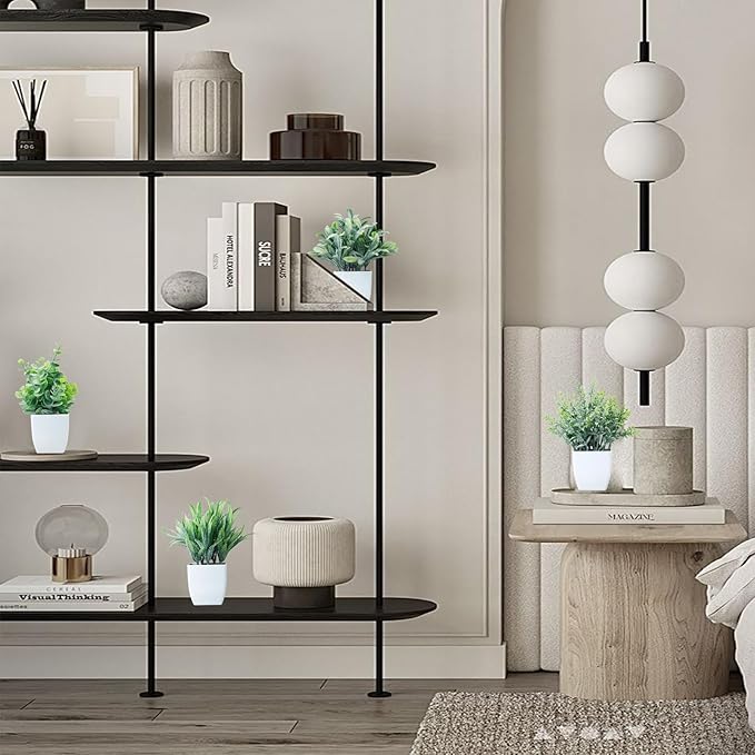 GREENTIME 4 Pack Fake Plants in White Pot Small Artificial Eucalyptus Potted Plant Wheat Grass Mini Faux Greenery for Home Decor Indoor Office Table Room Farmhouse Bathroom Decorations