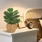 Briful Fake Plants Potted Fiddle Leaf Fig Artificial Plants Indoor Realistic Greenery Faux Plants in Square Plastic Rattan Baskets for Home Decor Farmhouse Office Weddings