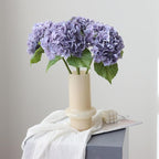 Buart 3PCS Long Stem Big Size Flowers Artificial Silk Hydrangea Lifelike Flowers Real Touch Purple Artificial Flowers Wedding Shower Bride Bouquets Office Living Room Table Decorations (21 Inch)