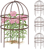 4 Pcs Jardin Bird Cage Plant Support 24" H Large Sturdy Grow-Through Flower Support Peony Cage Climbing Plant Support Trellis Sculptural Garden Decor for Perennial Flowers (Vintage Gold)