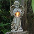 Rezpuao Angel Statue for Garden,Solar Angel for Cemetery Decorations,Garden Memorial Angels,Resin Praying Angels Figurine for Patio Lawn Yard Porch Decorations,12.12inch